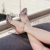French Design Hollow Heels Women'S 2025 Summer Rhinestone Bag And One-Line Buckle Stiletto Sandals