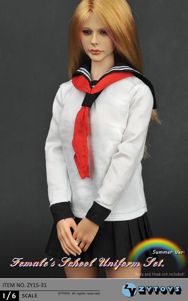 [TOYBARJAPAN] 1/6 Scale Figure Accessories/ZYTOYS ZY15-31 Female Student Summer Sailor Uniform, Stockings, and Shoes Set (Body and Head Not Included)
