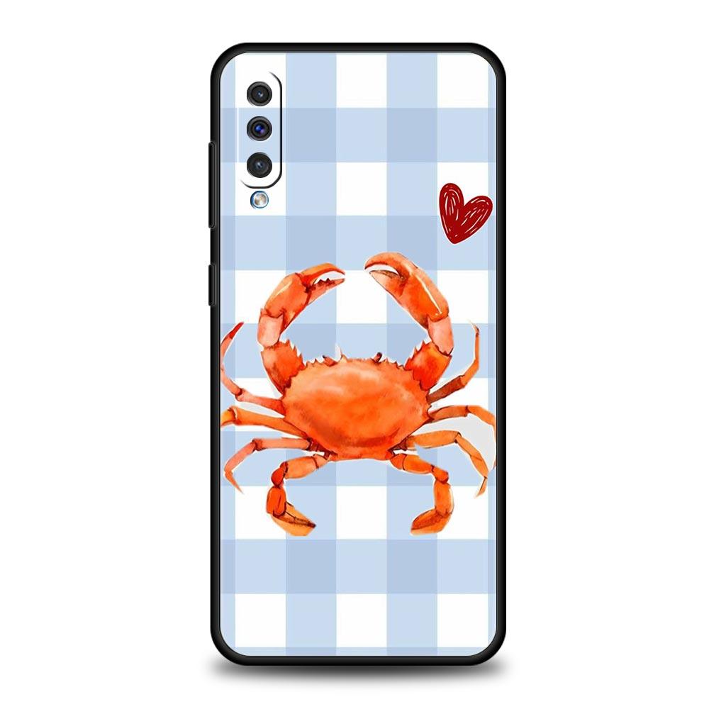 

Чехол для телефона Samsung Galaxy A56 A54 A42 A36 A34 A26 A16 A12 A20 A22 A40 A50 A52 A06 5G Мягкий ТПУ Морская жизнь, Крабы, Лобстеры Samsung A22