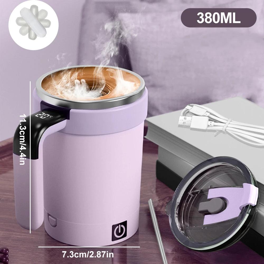 380ML Automatic Stirring Cup Rechargeable Electric Self Mixing Coffee Mug Portable Tea Milk Drinking Cup Rotating Magnetic Tools