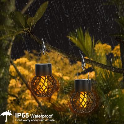 4PC Solar Hanging Lights Outdoor Garden Flickering Flame String Lights Waterproof Waterproof Patio Yard Fence Christmas Parties