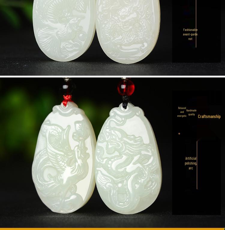 Xinjiang Hotan Jade Tai Chi Dragon and Phoenix Pendant with Certificate – Auspicious Jade Pair