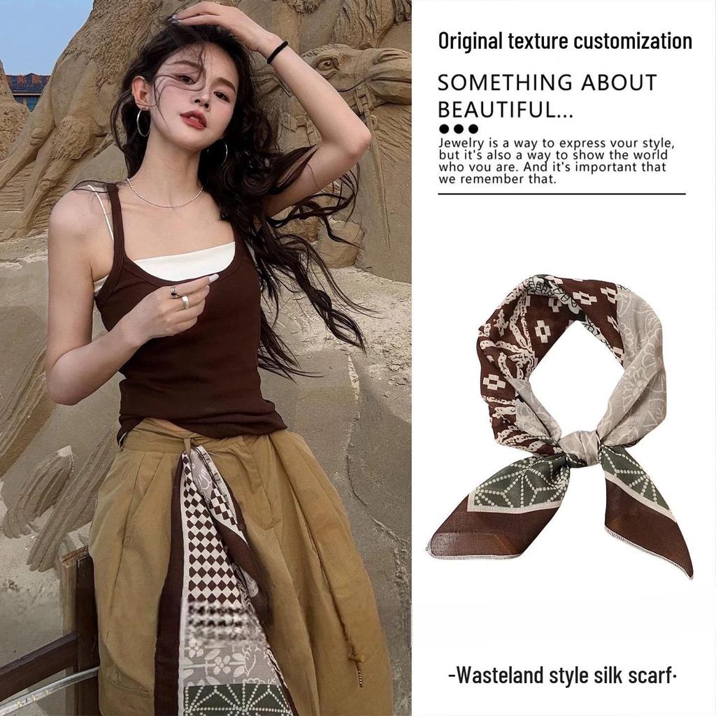 Elegant Black & White Striped Silk Scarf: Retro, Versatile Accessory