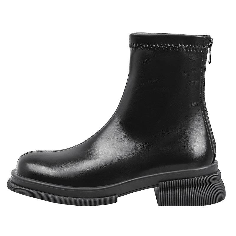 Single boots Martin boots women's 2025 new popular spring and autumn platform short boots leather boots Chelsea British style women's shoes