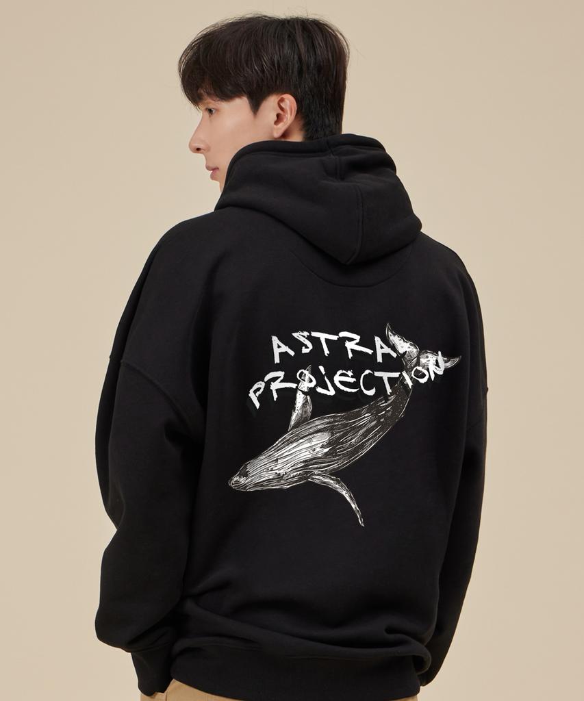 Whale Oversized Wide Shoulder Hoodie_Black