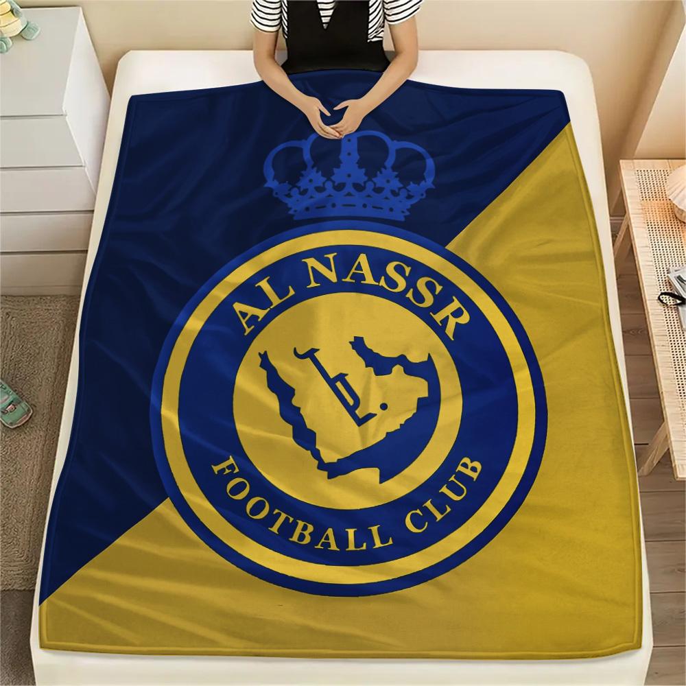 Koc flanelowy z nadrukiem Al Nassr FC, Wysokiej jakości, Wygodny na wszystkie pory roku, Wystrój domu, Ciepło i komfort