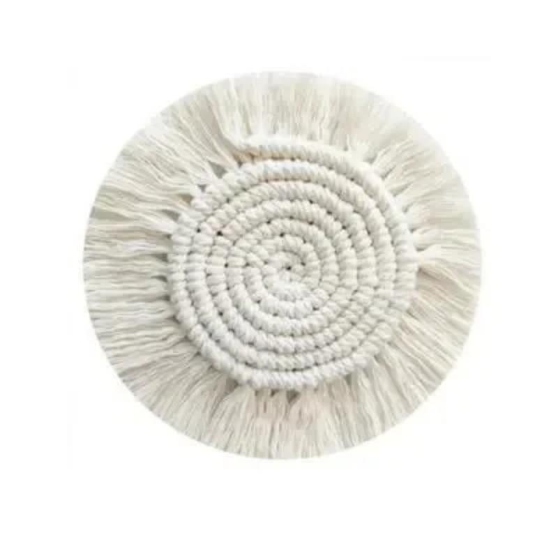 

Круглая хлопковая подставка под стакан с кисточками, подставка под прибор, подушка для чашки в стиле макраме ручной работы, нескользящая подставка под чашку, декор для стола 18cm