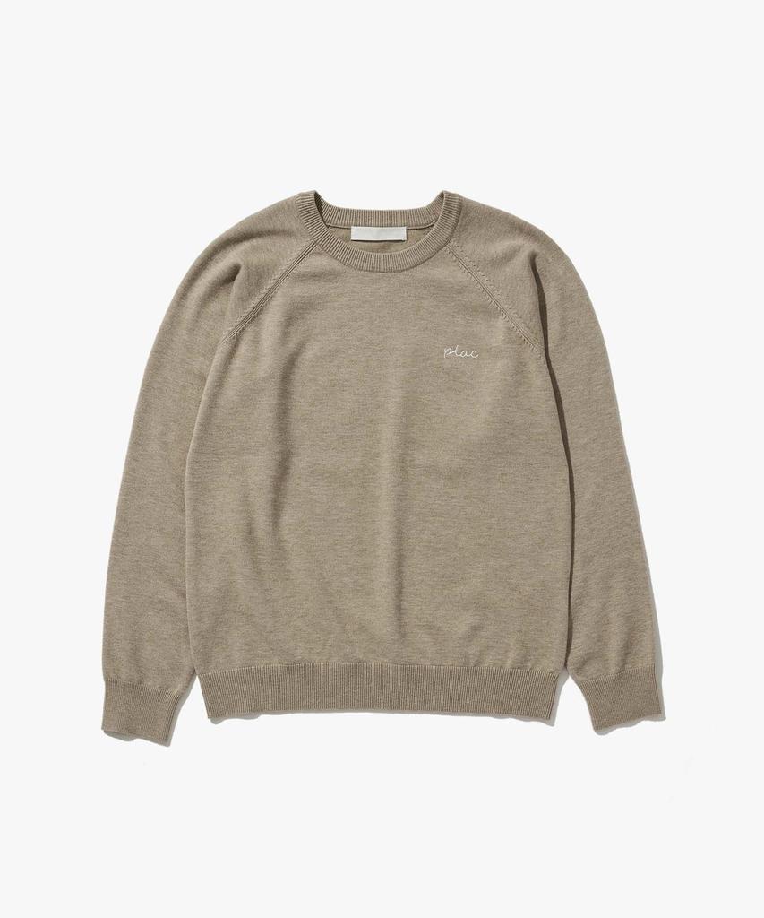 PLAC Raglan Line Jacquard Logo Pullover Knit Beige