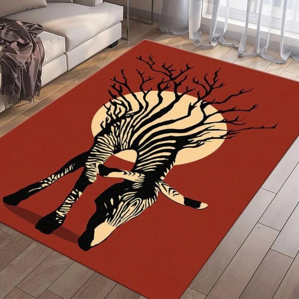 Zebra Pattern Area Rug Modern Art Design Carpet Non-Slip Floor Mat for Living Room Home Decoration Black White Striped Carpet