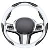 Carodi Leather Steering Wheel Cover, Elegant, Fashionable, Comfortable, Non-Slip, Breathable, Universal 15-inch, Black & White