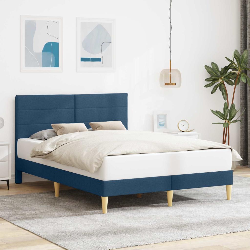 Bed Frame with Headboard Blue 120 x 190 cm Fabric