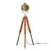 Wood Brass 152 Cm Height Tripod Floor Lamp Standing with Moveable Spotlight