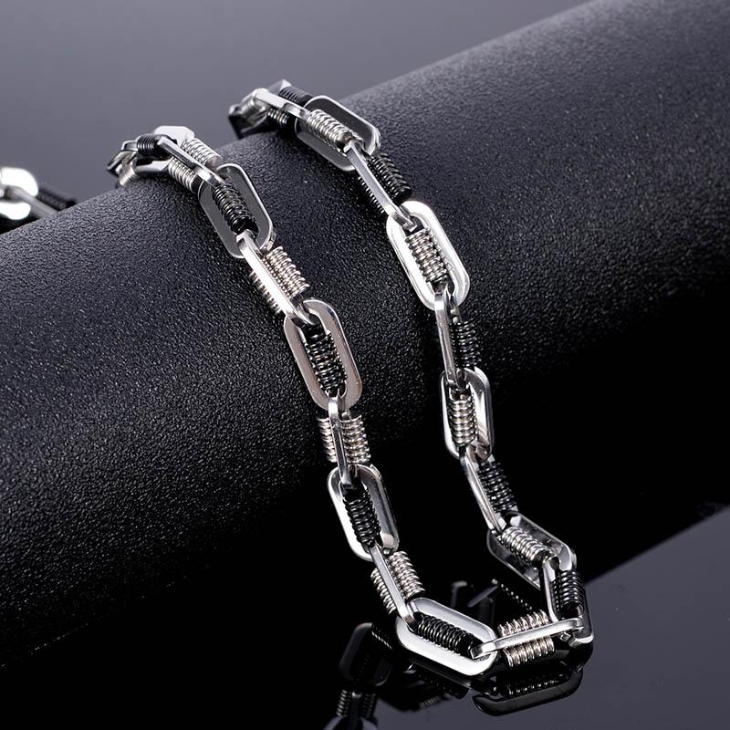 Black Choker Necklace Men Never Fade Gold Color 316L Stainless Steel 55CM Mens Long Chain Necklace Best Friends Jewelry Man