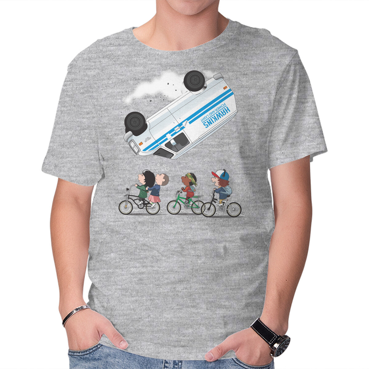 Unisex Crew Neck T-Shirt Stranger Peanuts Graphic Short Sleeve Casual Tee XL