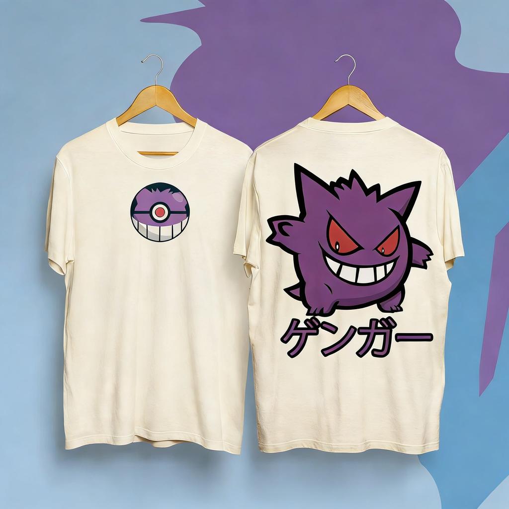 Oversized Pokemon Gengar Graphic T Shirt Men Women Cotton Short Sleeve Tee Streetwear 2026 Summer Cartoon Print Casual Tops Y2k