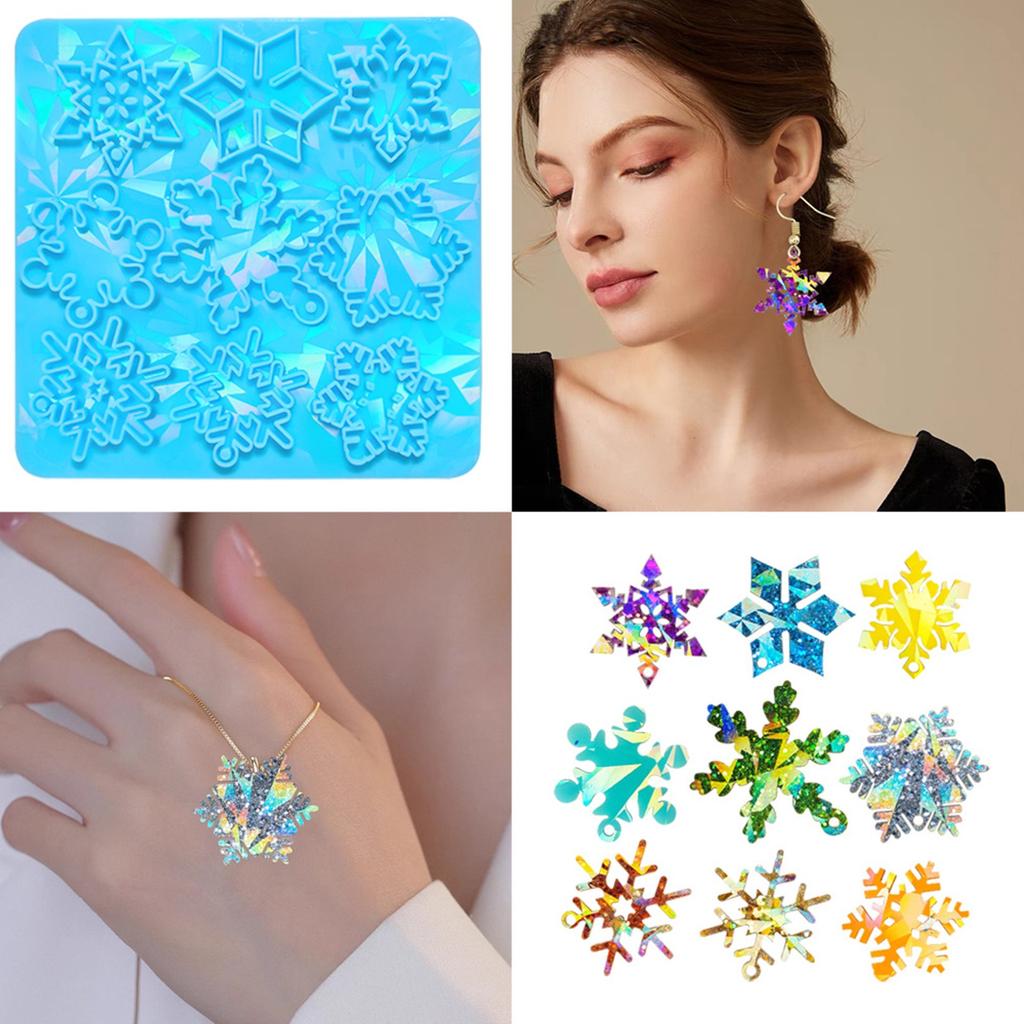 Rainbow Effects Snowflake Pendants Silicone Mold Holographic Christmas Decoration Snowflake Charm Resin Molds DIY Craft