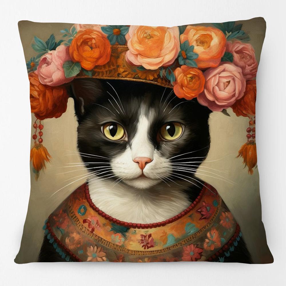 Victorian Princess Cat Labrador Dog Lord Greyhound Pet Portrait Print Cushion Cover Pillow Case