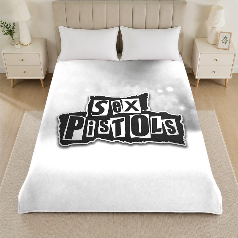 Sex Pistols Print Flannel Blanket Cozy Lightweight Plush Throw Blanket For Bed Sofa Household Use