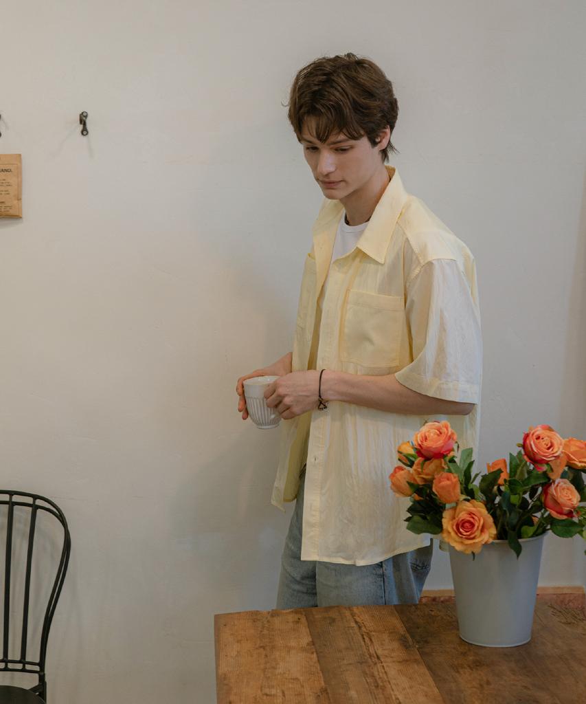 Leunnes Breeze Linen Short-Sleeve Shirt / Lemon