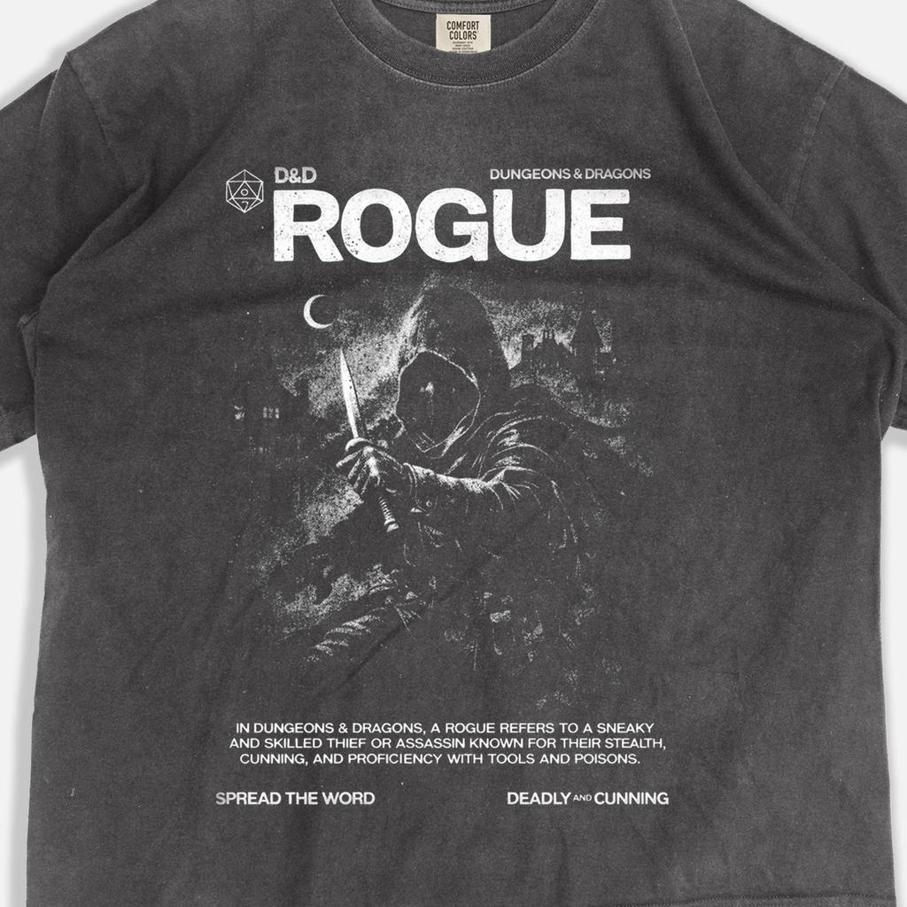 DnD Rogue Skull Artwork T-Shirt, Vintage Grunge Metal Style Tee, DnD Gift For Him, DnD Graphic T-Shirt, Board Class