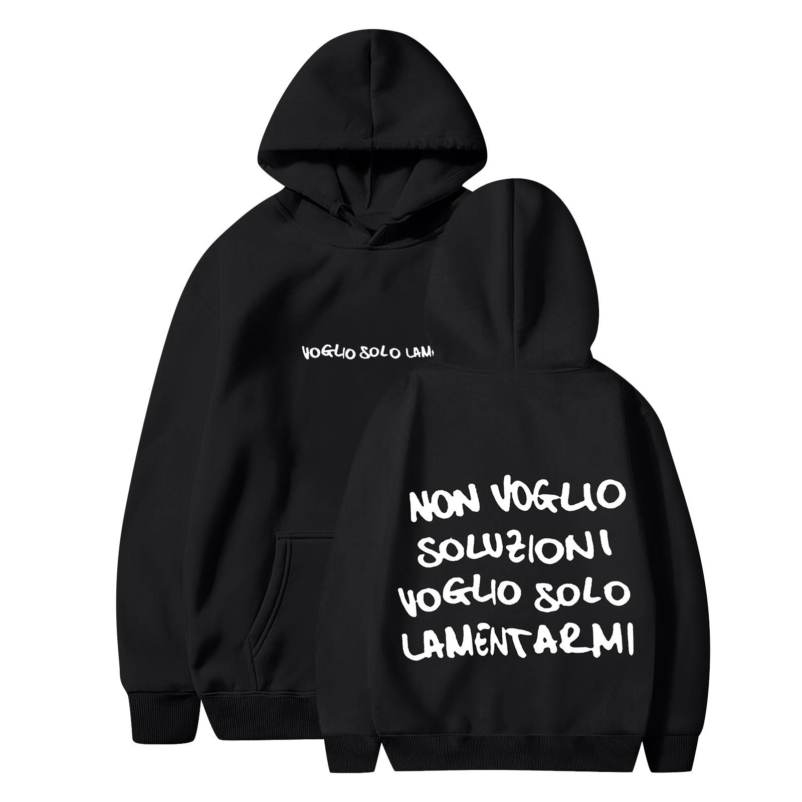 Женская повседневная модная однотонная толстовка с капюшоном и принтом регби с длинными рукавами L чёрный