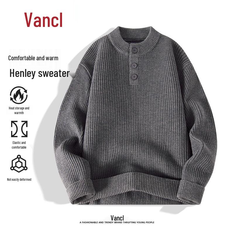

Мужской вязаный свитер с воротником хенли от VANCL 3XL