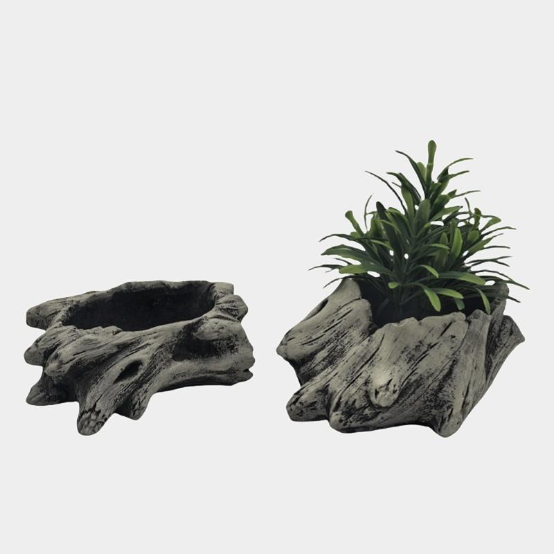 Artificial Driftwood Planter Sculpture Resin Succulents Flower Pots Imitation Wood Pile Porous Bonsais Tree Plant Pots