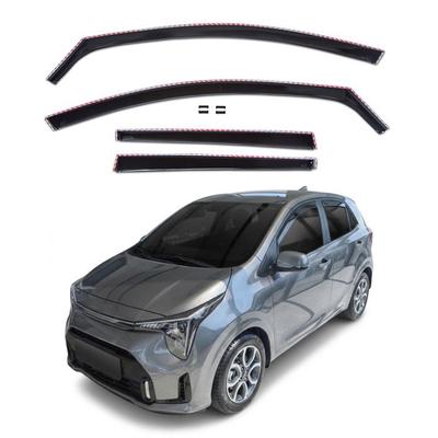 Wind deflectors - Kia Picanto 5D (sinds 2017) - Zwart gekleurd - Aerodynamisch - Eenvoudige montage