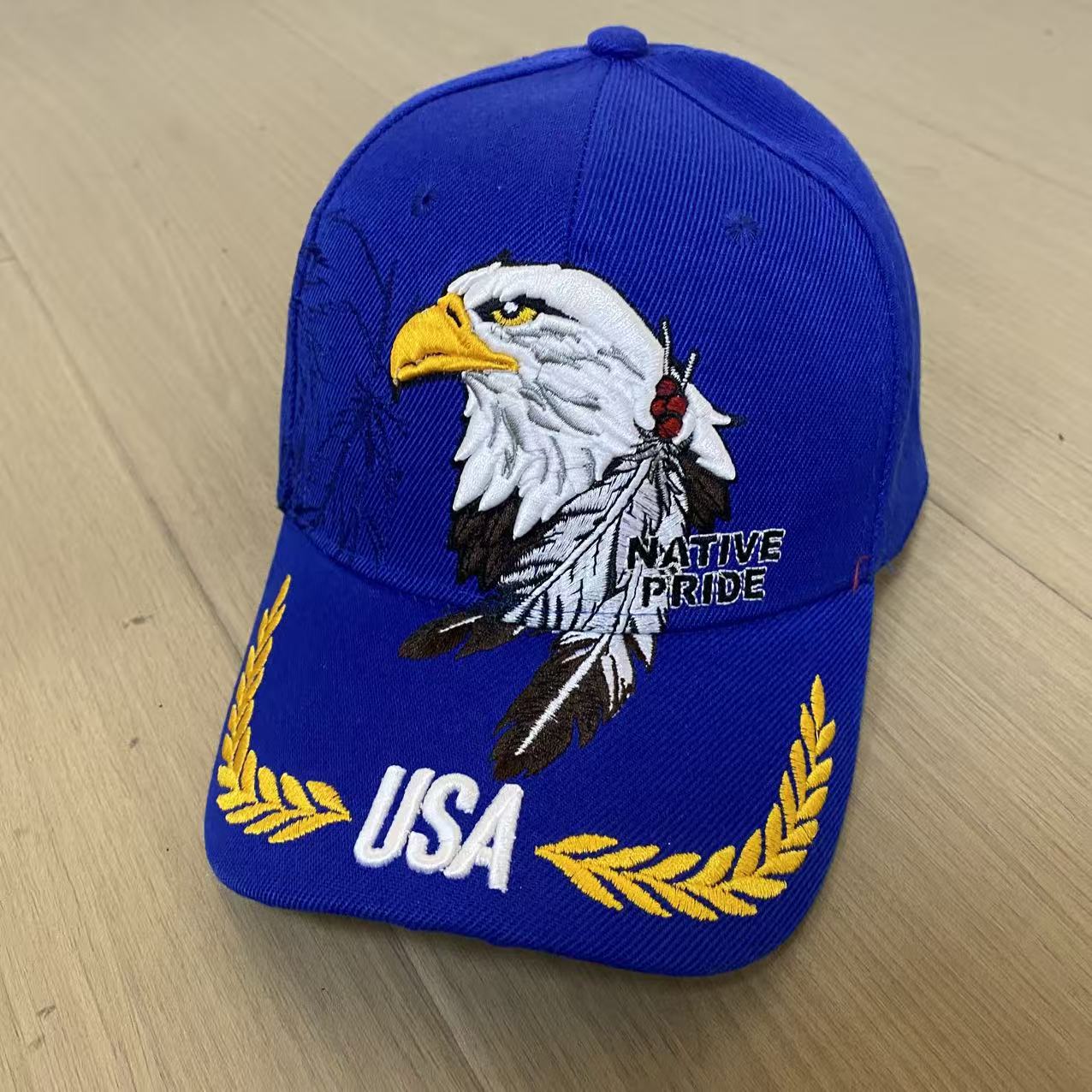 Peaked Cap Hip Hop Street Leisure Sports Sun Hat Usa Eagle Head Embroidered Baseball Cap синий