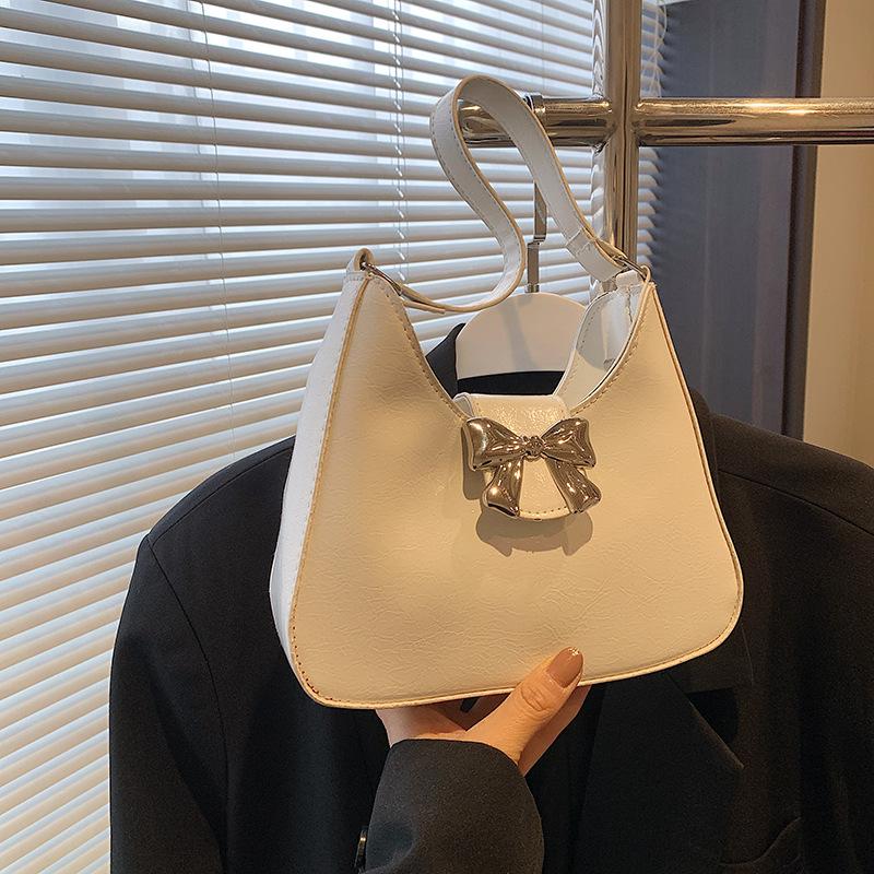 Bow Gentle Temperament Handbag 2025 Spring New Versatile Ins Shoulder Underarm Bag Tote Bag