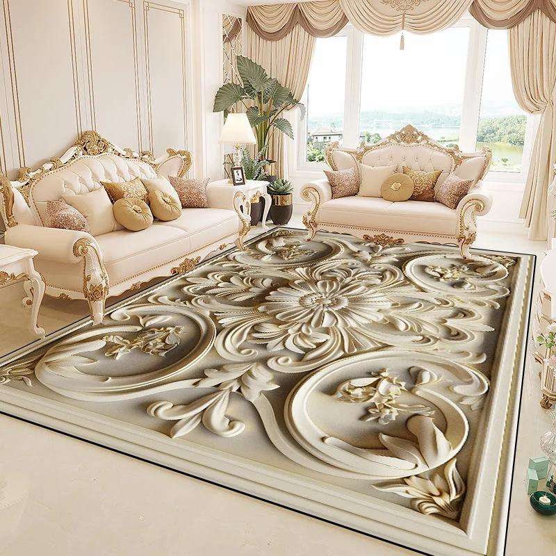 Nádherné květinové koberce do obývacího pokoje Evropské velkoplošné luxusní koberce k pohovce Domácí dekorace ložnice Šatna Protiskluzová podložka na podlahu