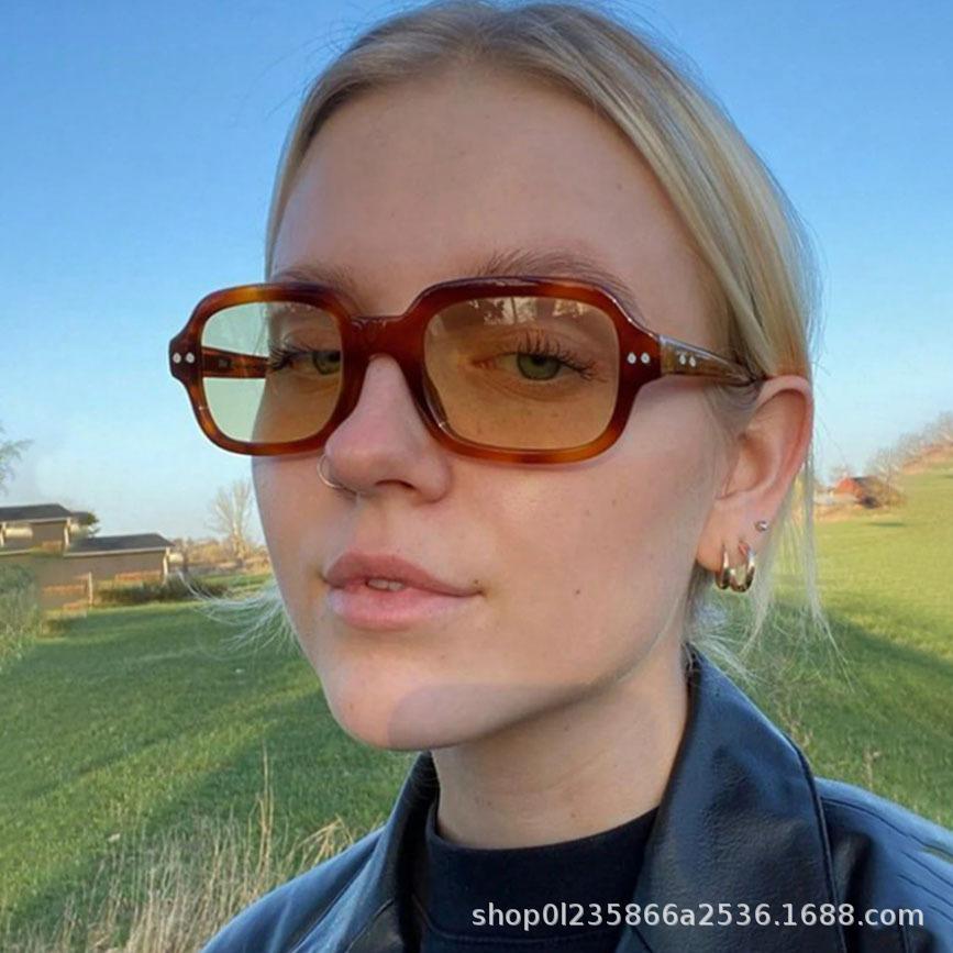 Rice nail square sunglasses new sunglasses European and American fashion versatile sunglasses ins Internet celebrity concave shape