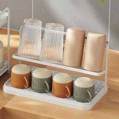Multifunctional Double Layer Bottle Drying Rack with Drain Tray Rustproof Cups Storage Rack Removable Mug Organizer Home