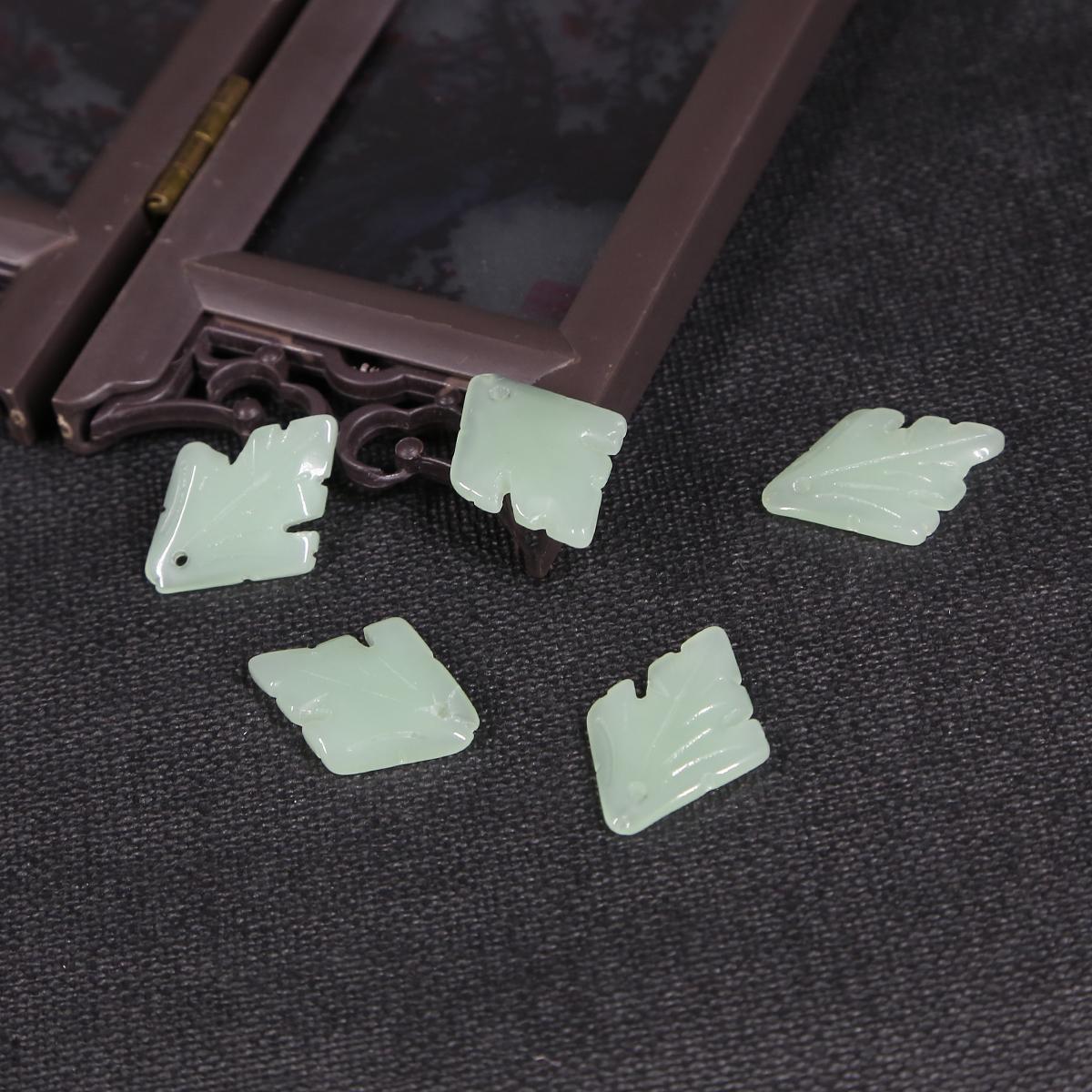 

5/10 шт. Зелене листя рослин Обереги Скляні намистини для виготовлення ювелірних виробів своїми руками Браслет Намисто Сережки Аксесуари 26x19mm 5pcs