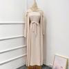 Middle Eastern Women's Solid Color Plus Size Multi-color Turkish 2-Piece Robe & Dress Set