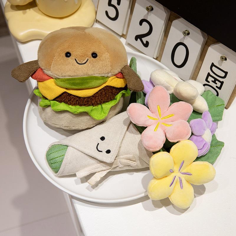 Lustiger Hamburger-Strauß Plüschtier, Kinder Kuscheltier zum Trösten, Kurzer Plüsch gefüllt mit PP-Baumwolle, 15cm/28cm Optionen
