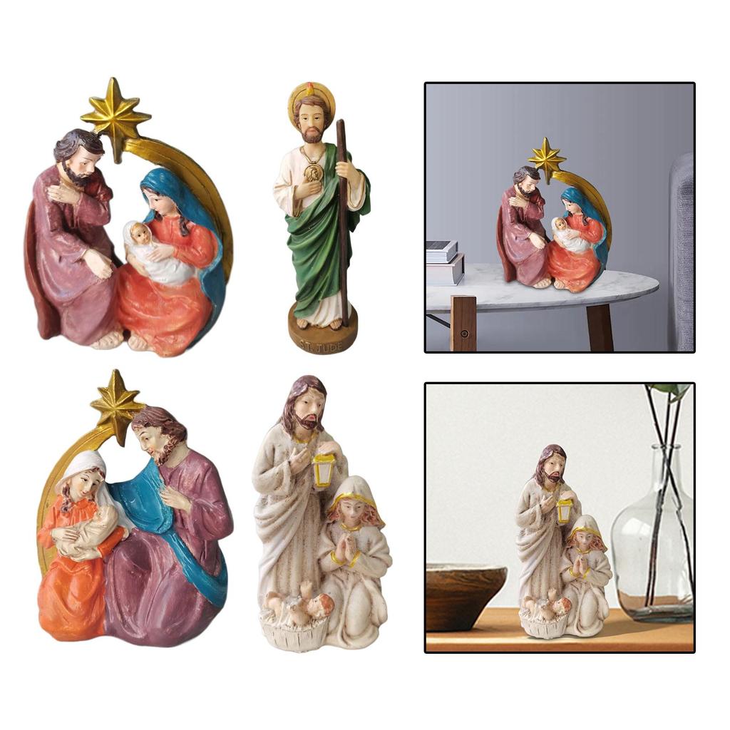 Holy Family Nativity Statues Birth of Jesus Figurine Small Resin