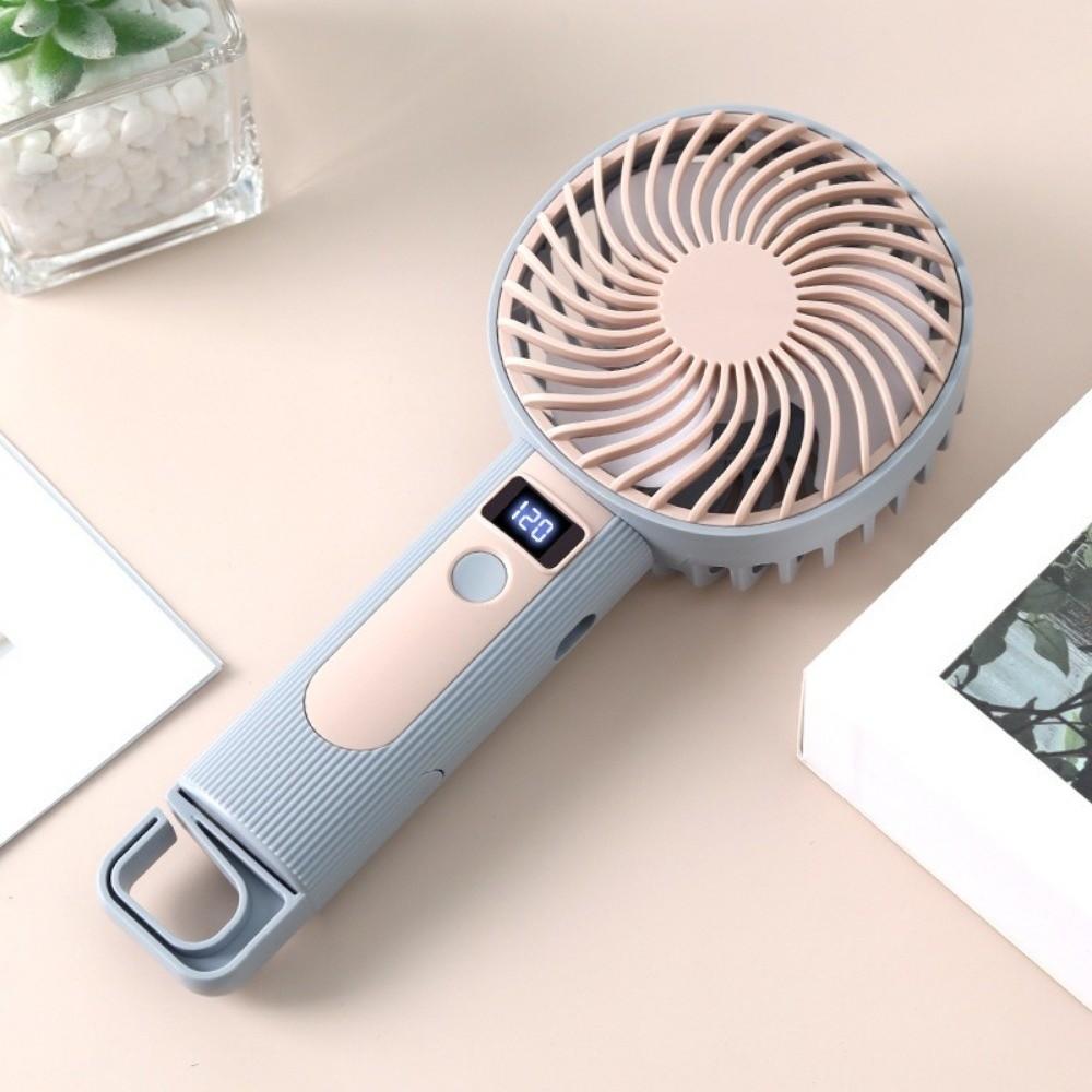 Digital Display USB Rechargeable Fan Portable Mini Fan High Quality Handheld Fan  Desk Use синий