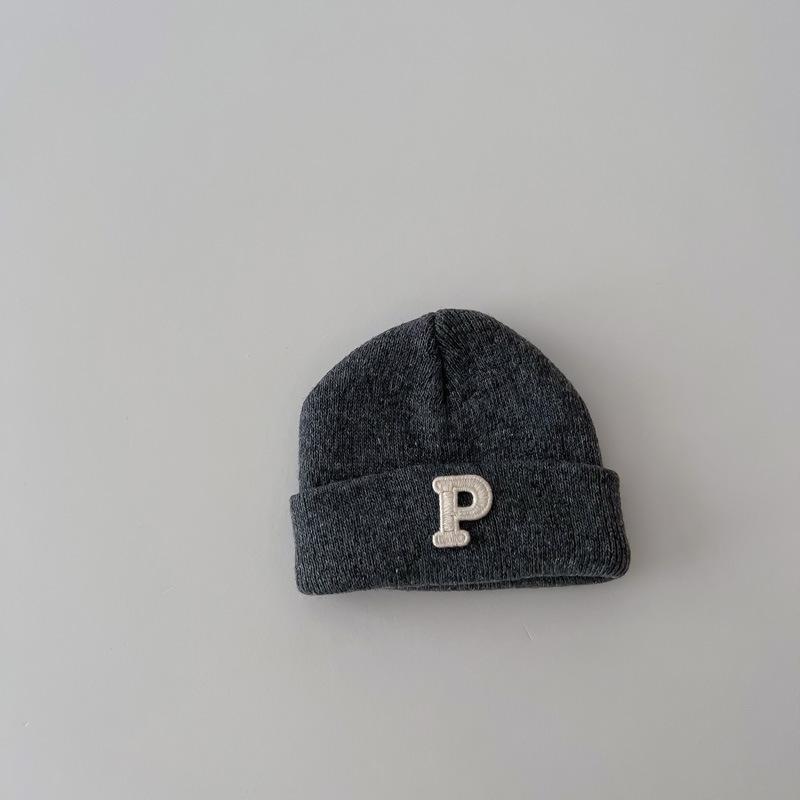 Baby Knit Letter Beanie Hat Autumn Winter Warm Soft Toddler Kids Simple Pullover Cap for Boys Girls Newborn Accessories