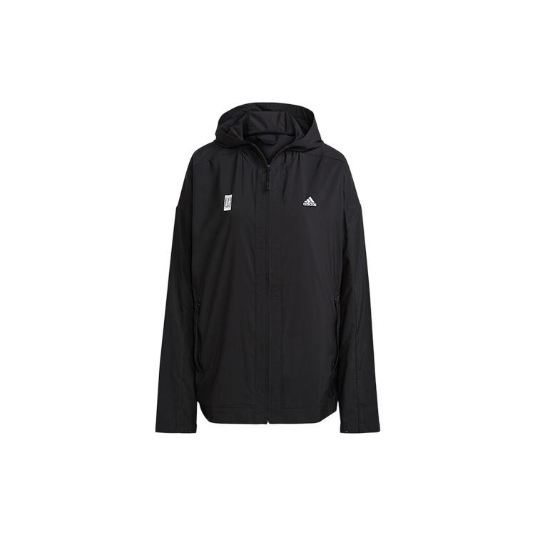 adidas Jackets Men's Black Hooded Moderate Hard Shell GU1764