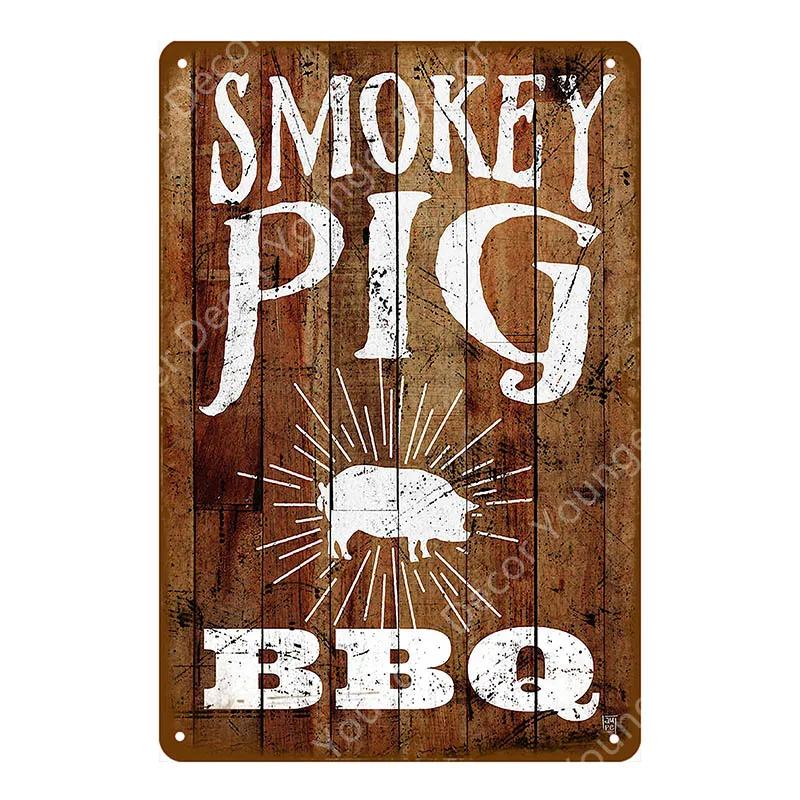 BBQ Steak House Grill Party Vintage Poster Wall Decor For Bar Pub Kitchen Home Plate Barbecue Metal Signs Painting Plaque YJ187