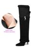 Krazing Pot Flock Pointed Toe Thin High Heels Size 46 Size 45 Winter Slip on Plus Size Women Keep Warm Over-the-knee Boots