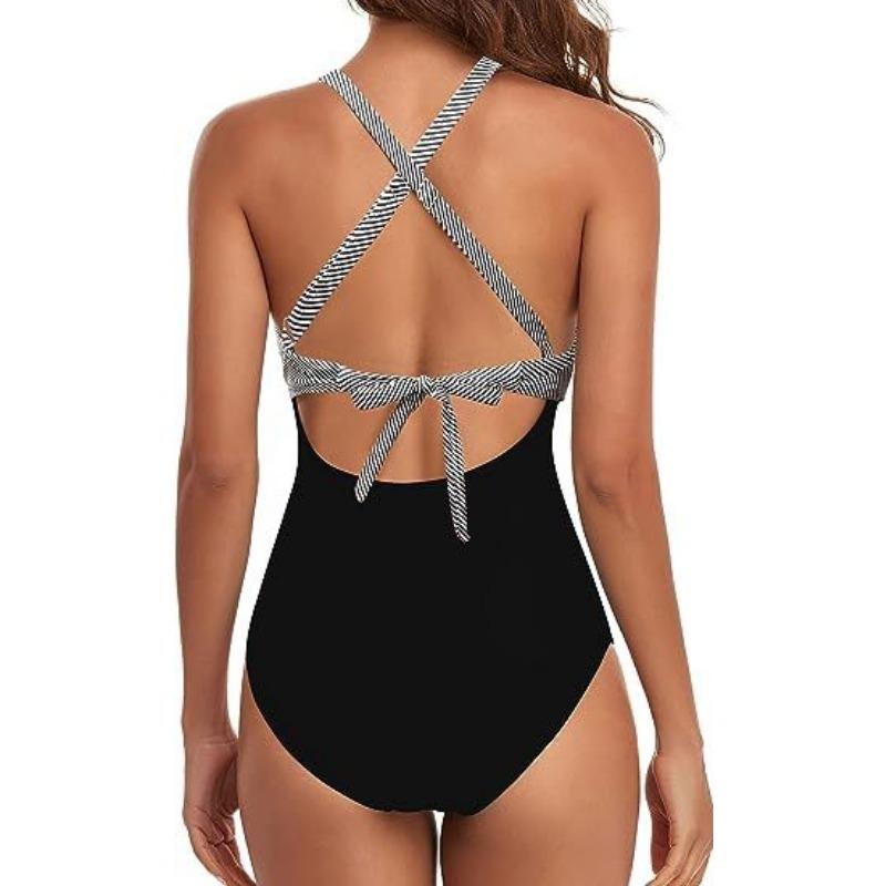 One-piece SSwimsuit for Women, European and American Backless Splicing Sexy Bikini Swimsuit