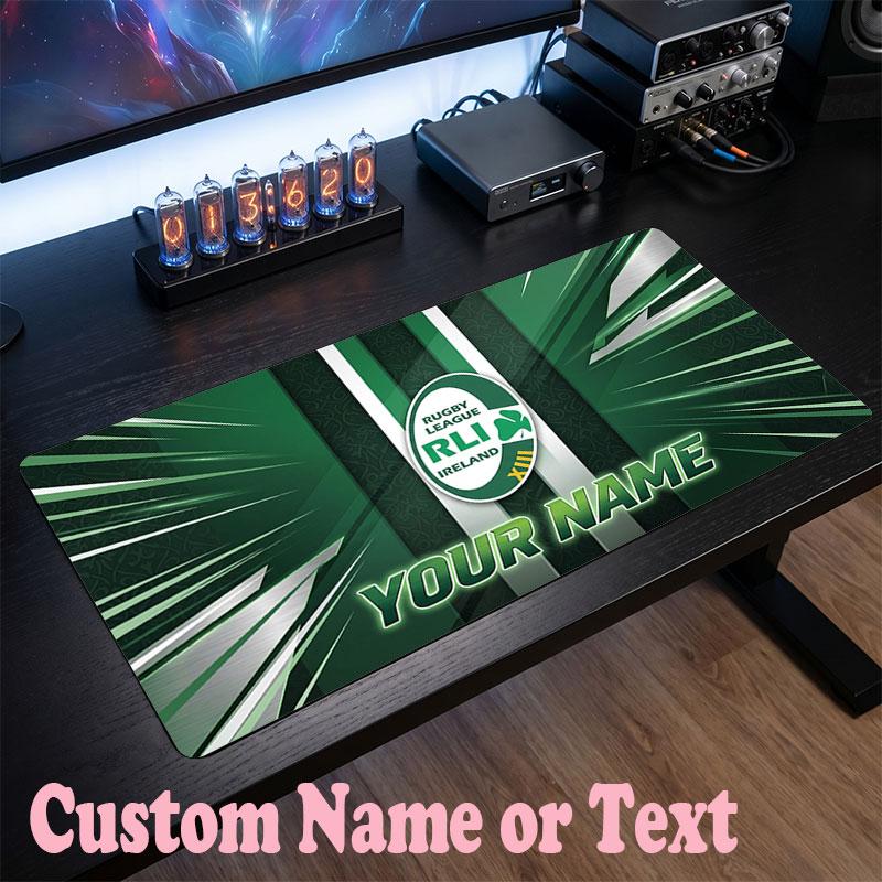 Ireland Rugby Customized Name Text Mouse Pad, Large Desk Mouse Mat Personalized Home Office Present