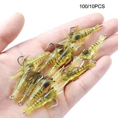Soft Simulation Fishhook Shrimp Prawn Lure Hook Tackle Bait Fishing Lures Artificialbait Luminous Shrimp 4cm