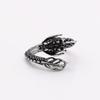 Unisex Retro Punk Adjustable Open Ring 925 Sterling Silver Dragon Loong Design Women's Party Jewelry Accessory