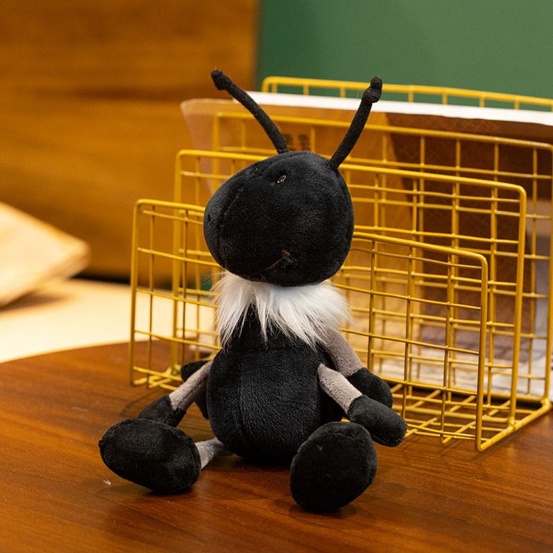 Heiß Kuschelig Schwarze Ameise Plüschtiere Weiche Weiße Flauschige Hals Brust Dekoration Entzückende Simulierte Insektenpuppen Heim Begleiter Geschenke Für Mädchen