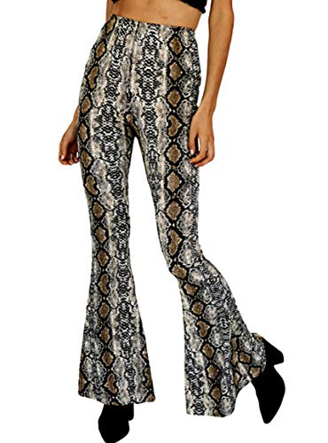 Donalee Women s Stretch Flared Bootcut Python Print Long Pants (Python, Size M)