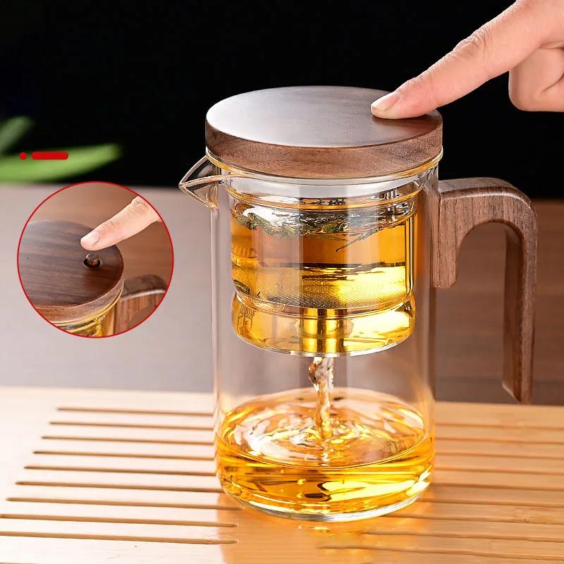 High-grade Glass Teapot Kettle Infuser 520ml Tea Pot Water Separation Inner Magnet One Click Magnetic Switch Tea Filtration