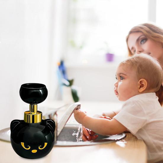 1/2Pcs Cat Paw Foam Soap Dispenser Black Kitty Themed Foaming Pump Bottle